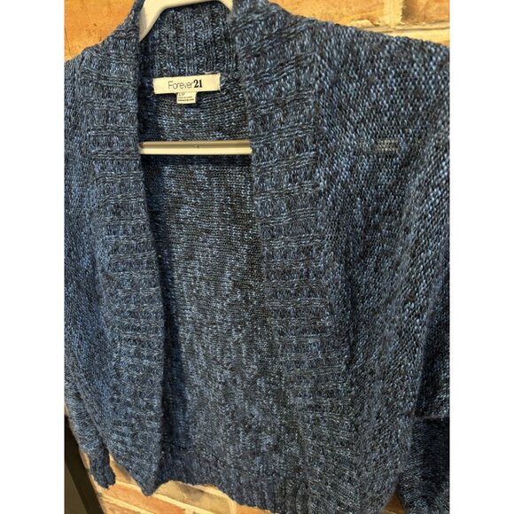Forever 21 Blue Open-Front Knit Cardigan Small Womens Sweater Y2K - Picture 3 of 7